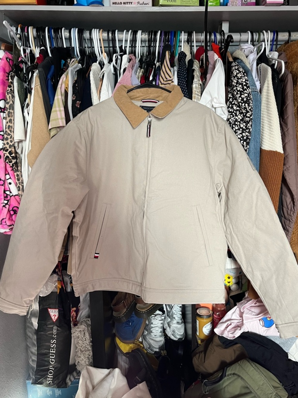 Tommy Hilfiger Beige Jacket with Tan Corduroy Collar - Picture 3 of 7
